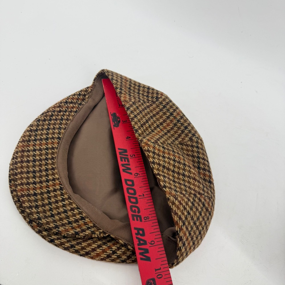 Bailey of Hollywood Flat Cap Mens Large Brown Houndstooth Italy Ivy Hat Newsboys - Picture 7 of 8